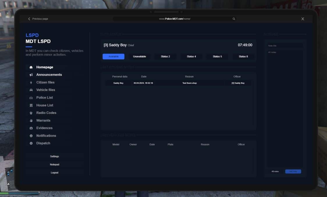 FiveM Police MDT Script